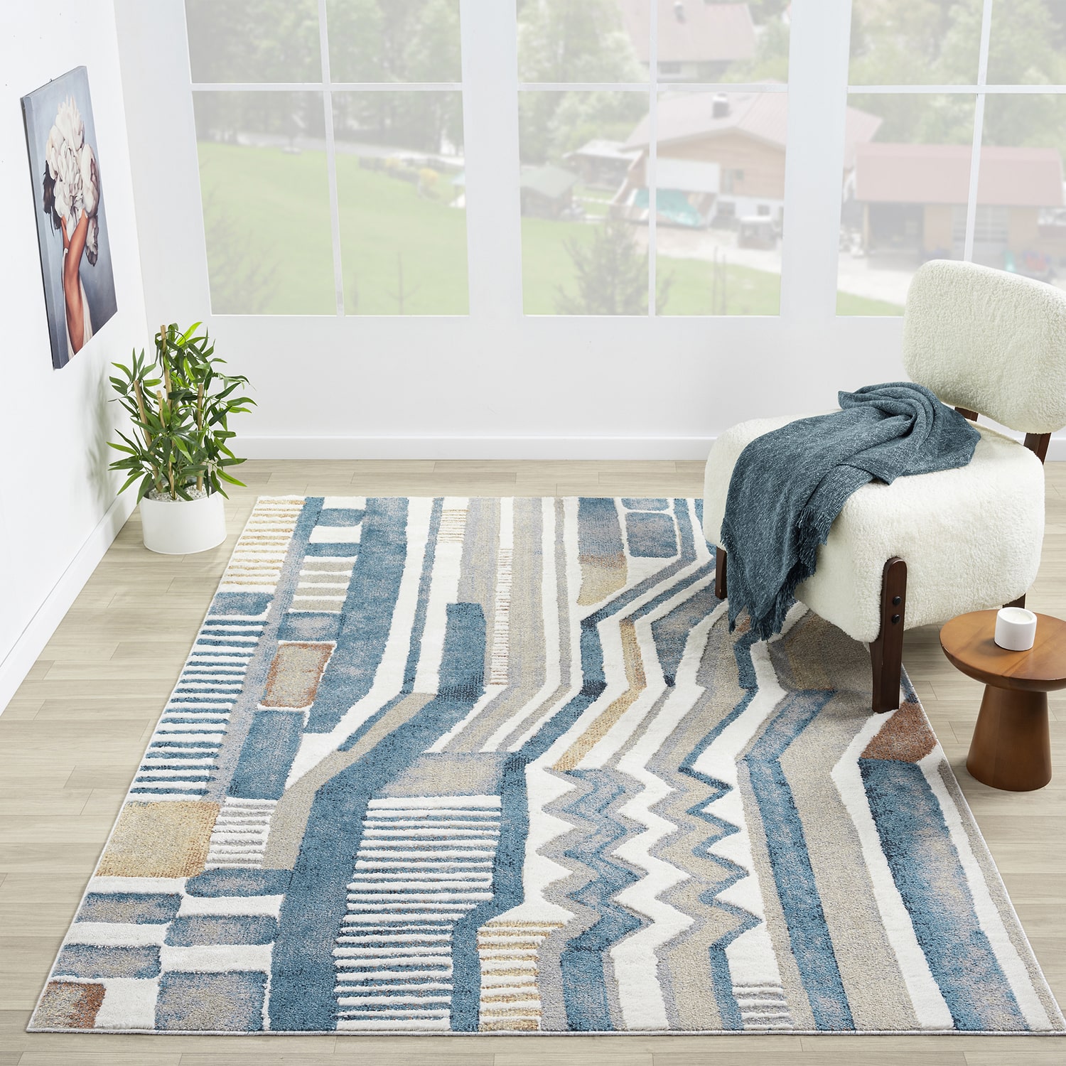 LR Home Riley Abstract Washable Indoor Rectangular Area Rug