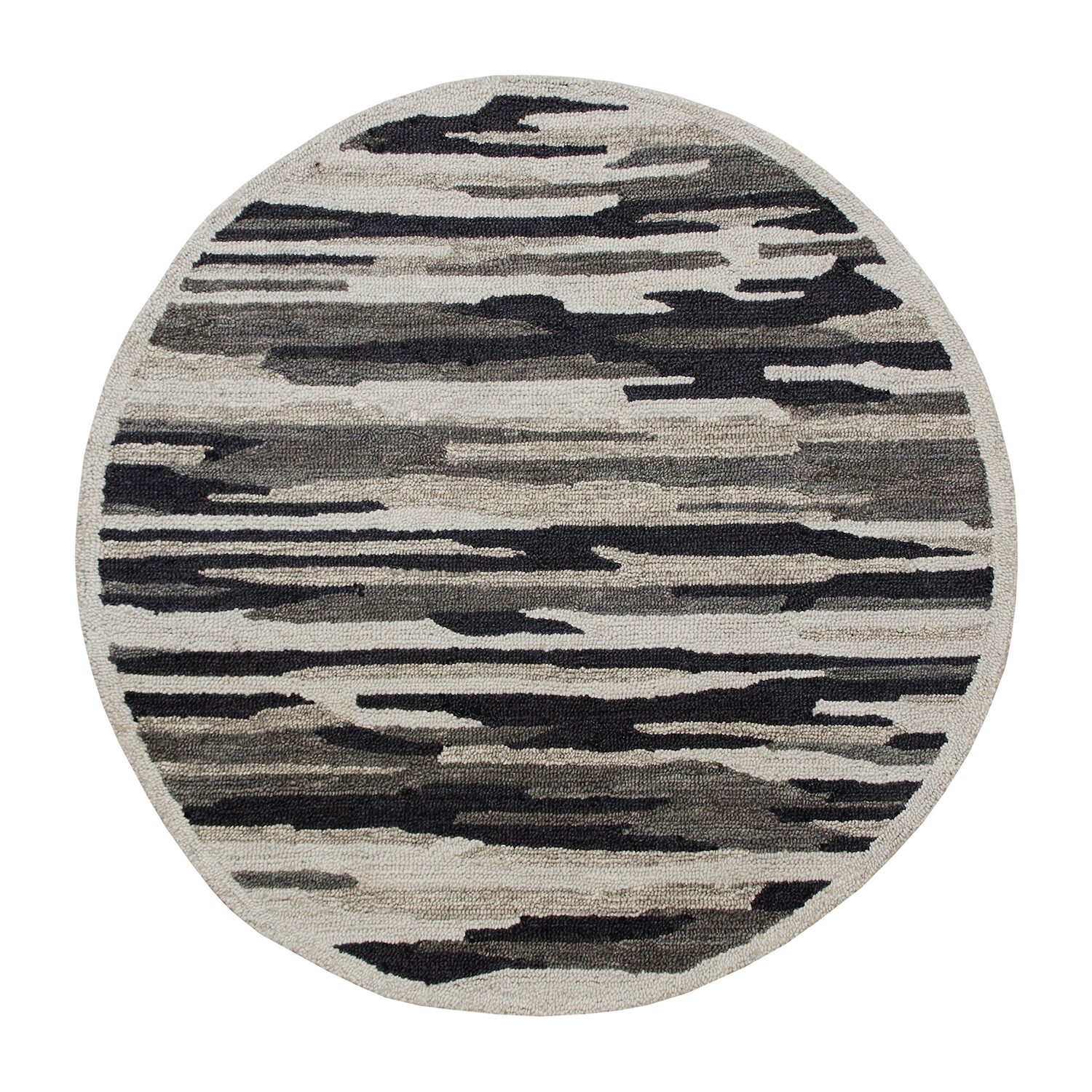LR Home Sindy Camouflage Hand Tufted Indoor Round Area Rug