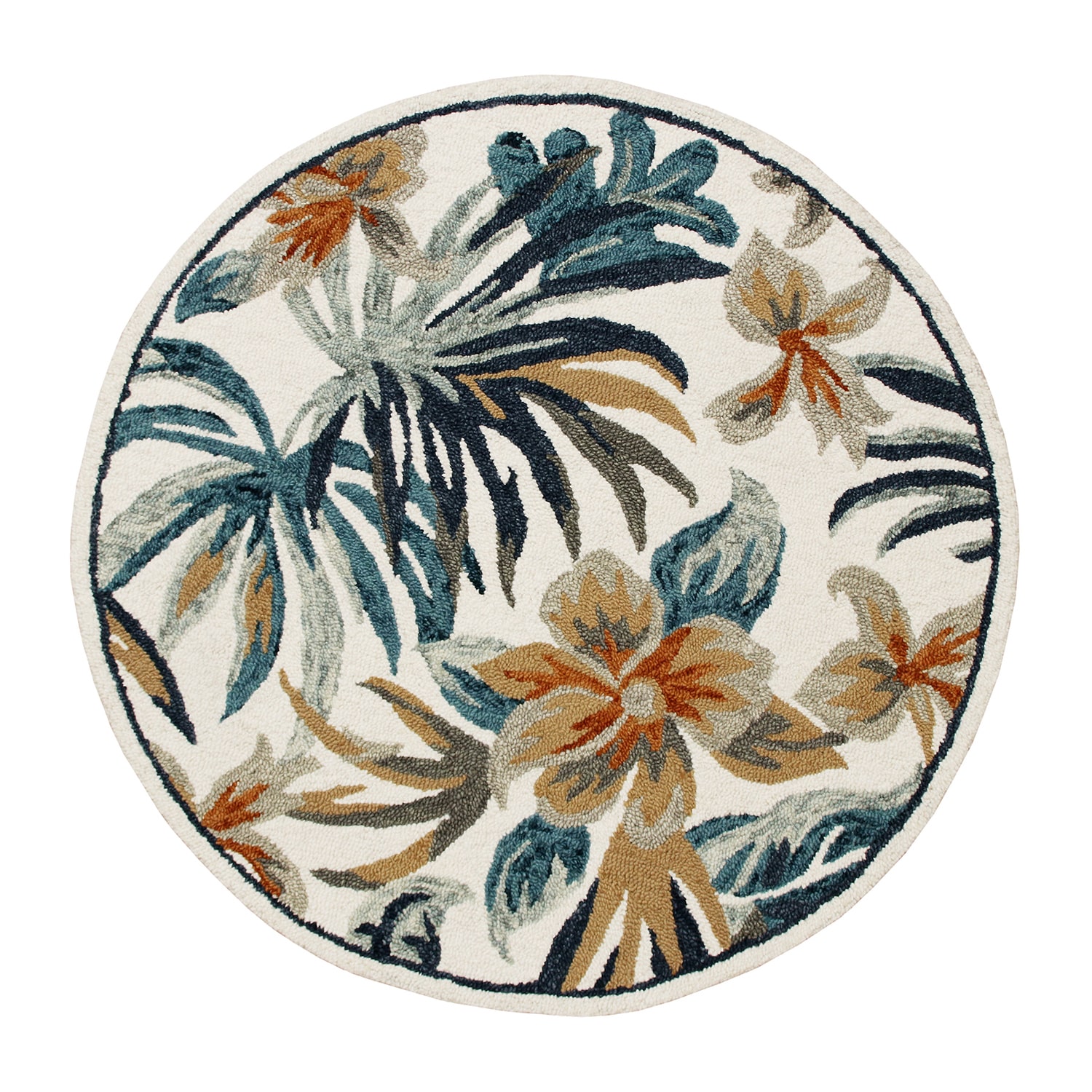 LR Home Sindy Floral Hand Tufted Indoor Round Area Rug