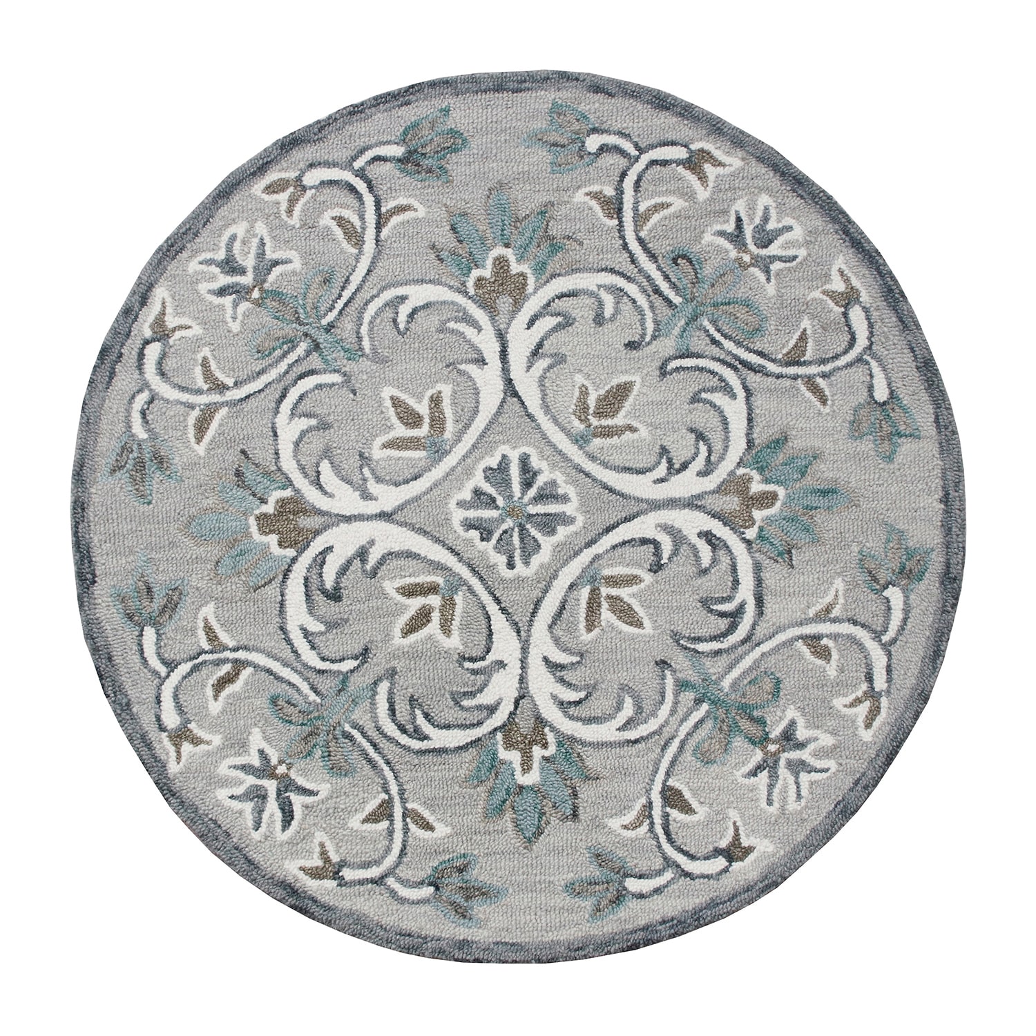 LR Home Sindy Floral Hand Tufted Indoor Round Area Rug