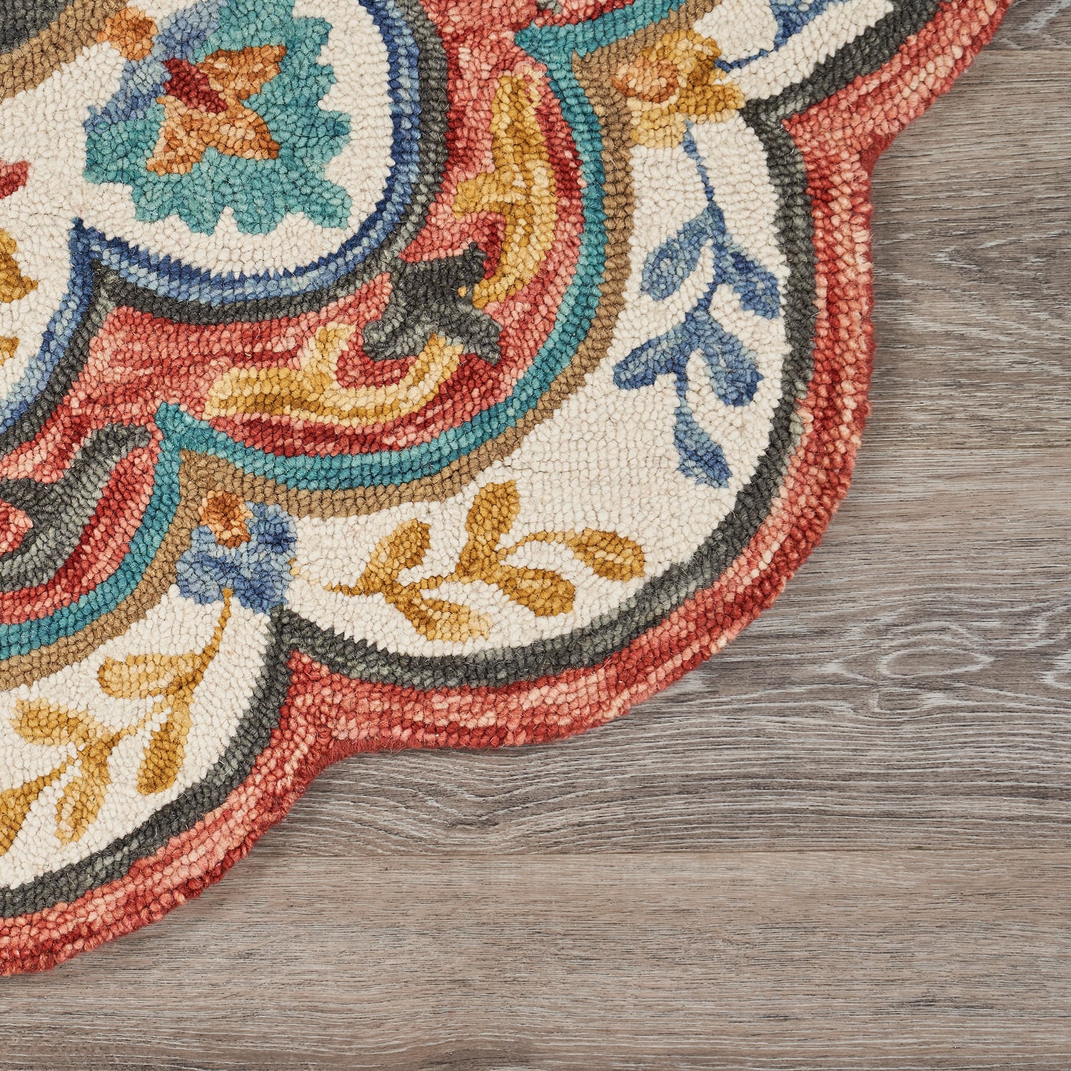 LR Home Sindy Floral Hand Tufted Indoor Round Area Rug