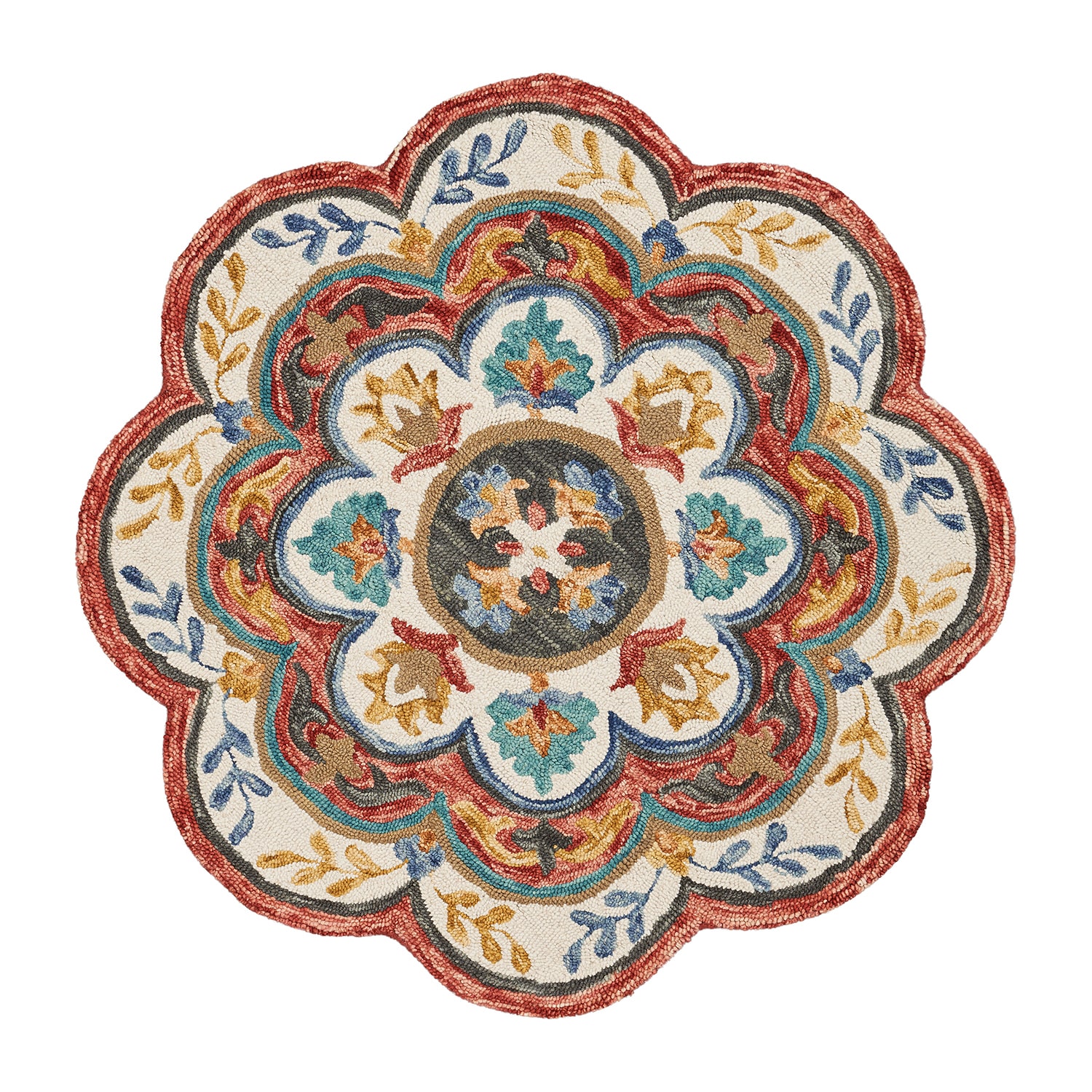LR Home Sindy Floral Hand Tufted Indoor Round Area Rug