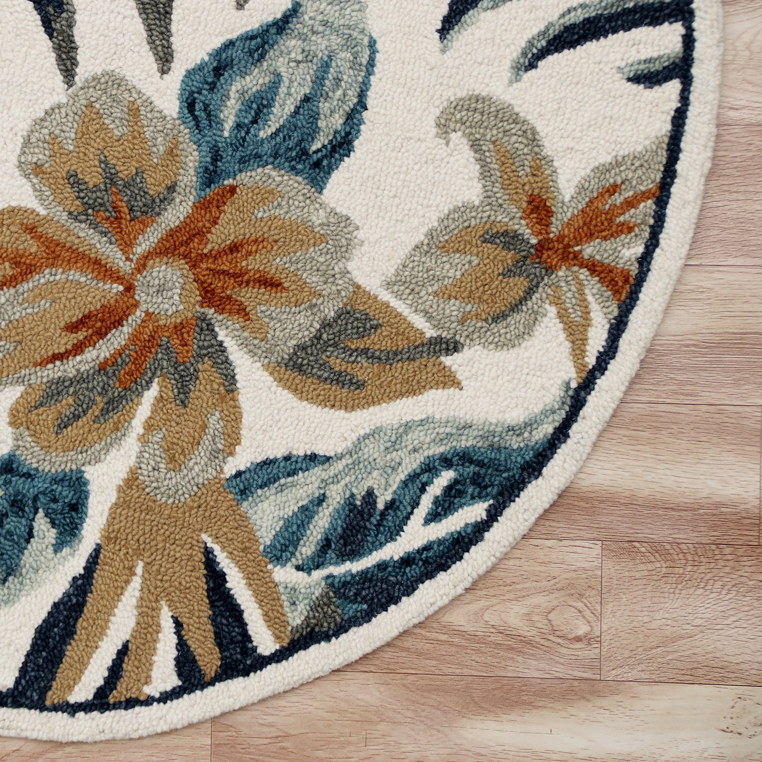 LR Home Sindy Floral Hand Tufted Indoor Round Area Rug