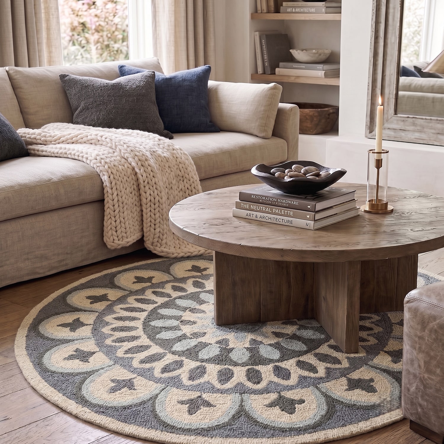 LR Home Daisy Medallion Hand Tufted Indoor Round Area Rug