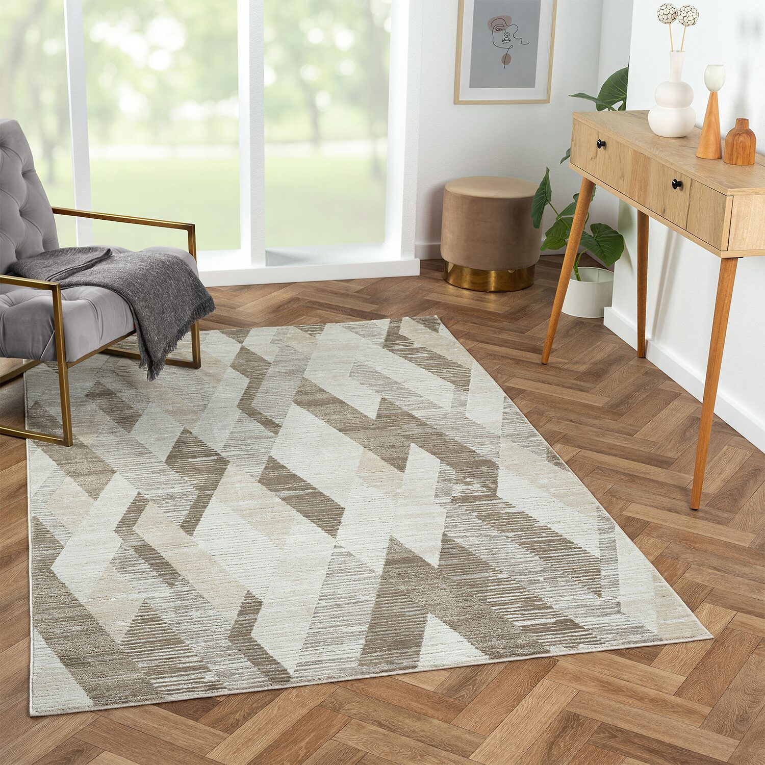 LR Home Willow Geometric Indoor Rectangular Area Rug