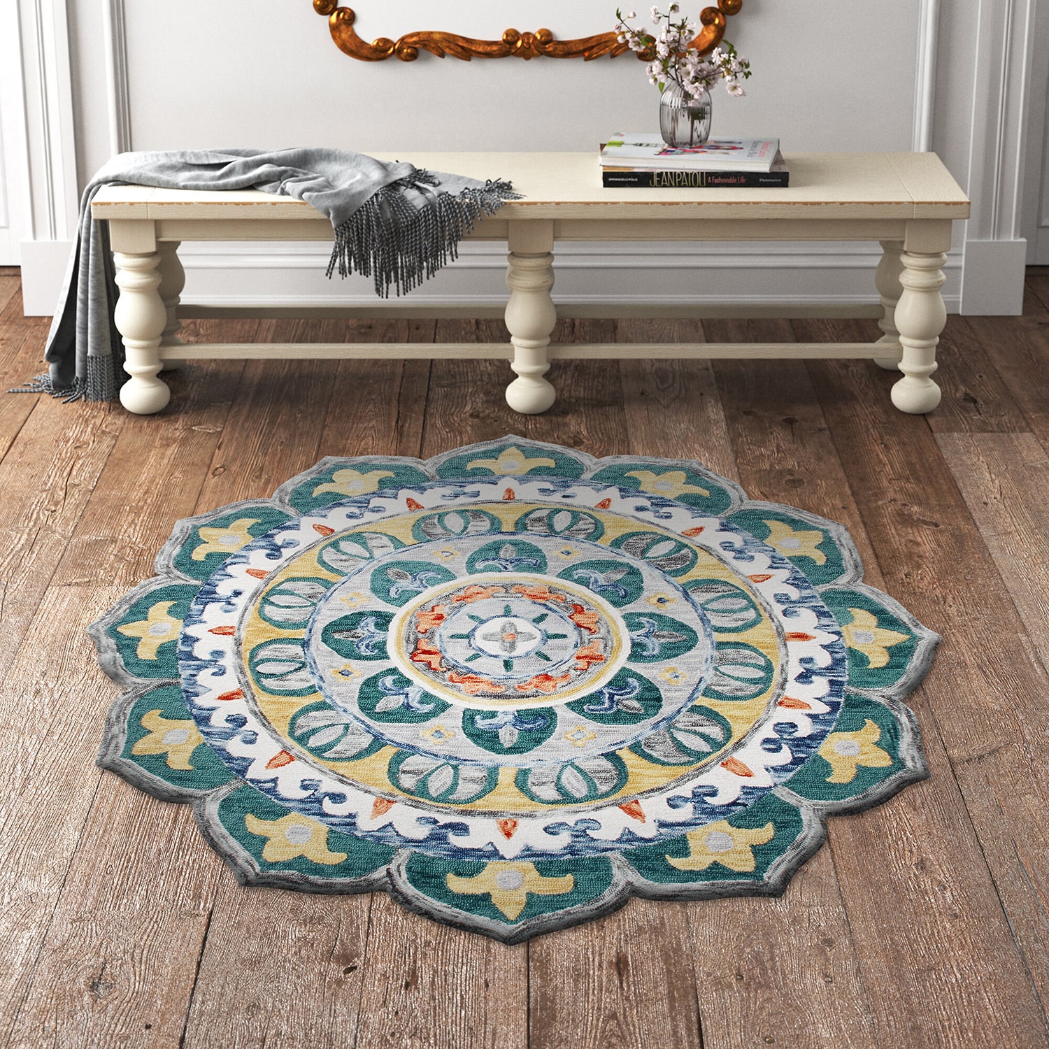 LR Home Sindy Medallion Hand Tufted Indoor Round Area Rug