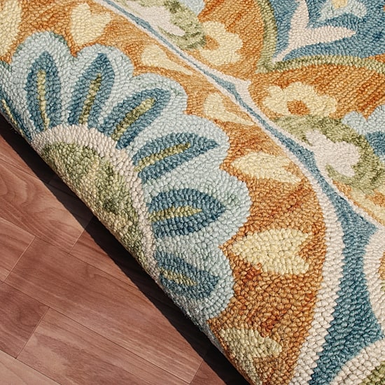 LR HOME Daisy Floral Indoor Round Area Rug