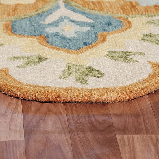 LR HOME Daisy Floral Indoor Round Area Rug