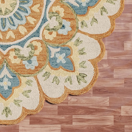 LR HOME Daisy Floral Indoor Round Area Rug