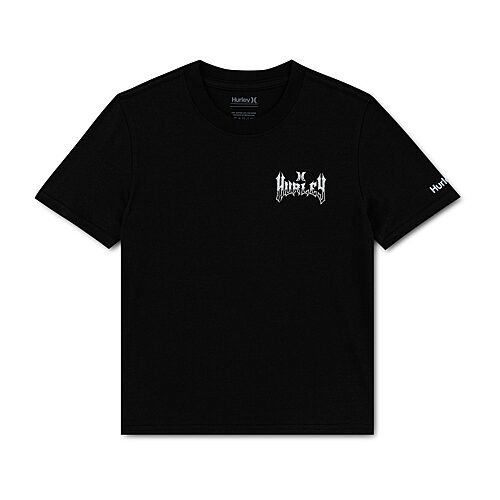 Hurley Big Kid Boys Crew Neck Short Sleeve Regular Fit Graphic T-shirt In Black