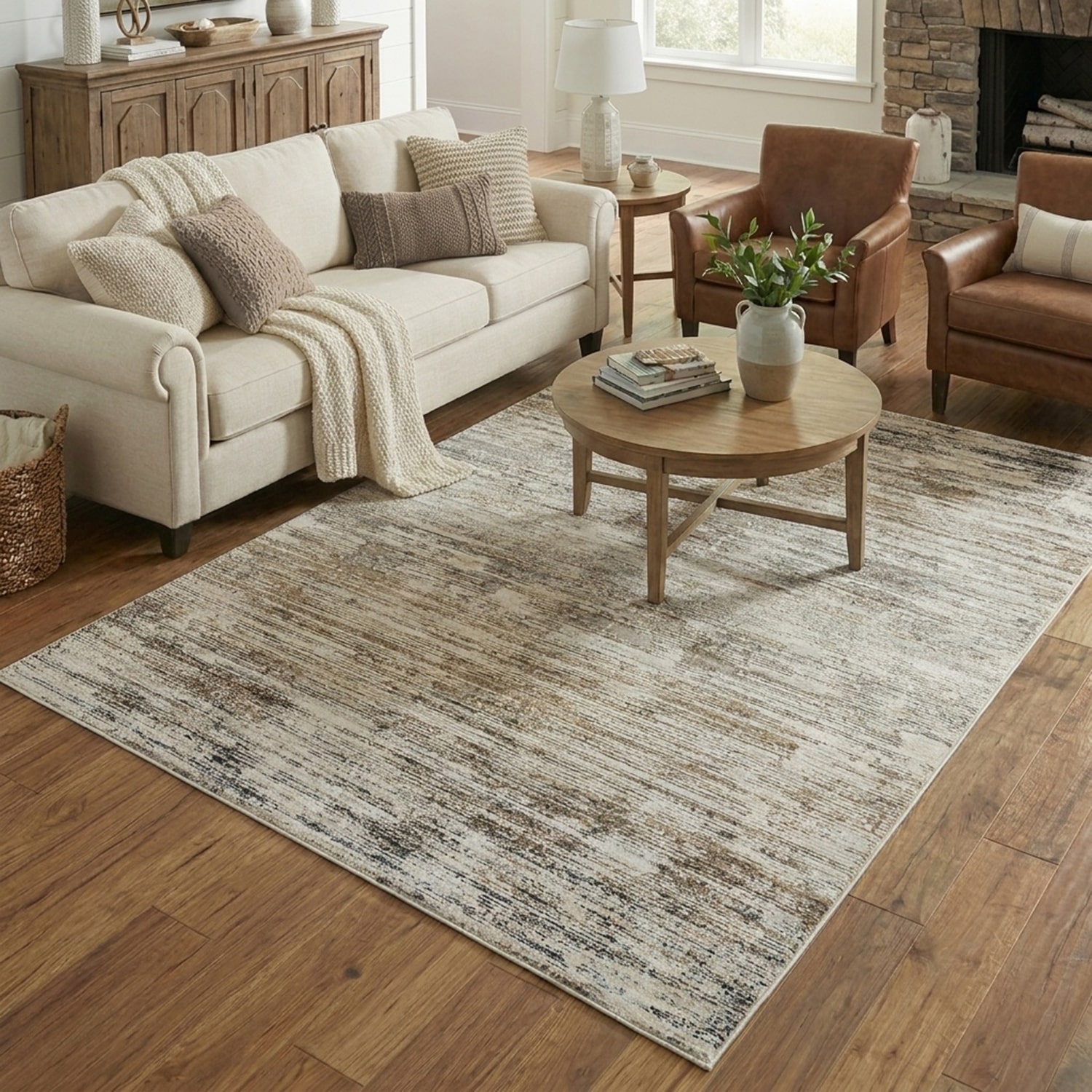LR Home Willow Striped Indoor Rectangular Area Rug