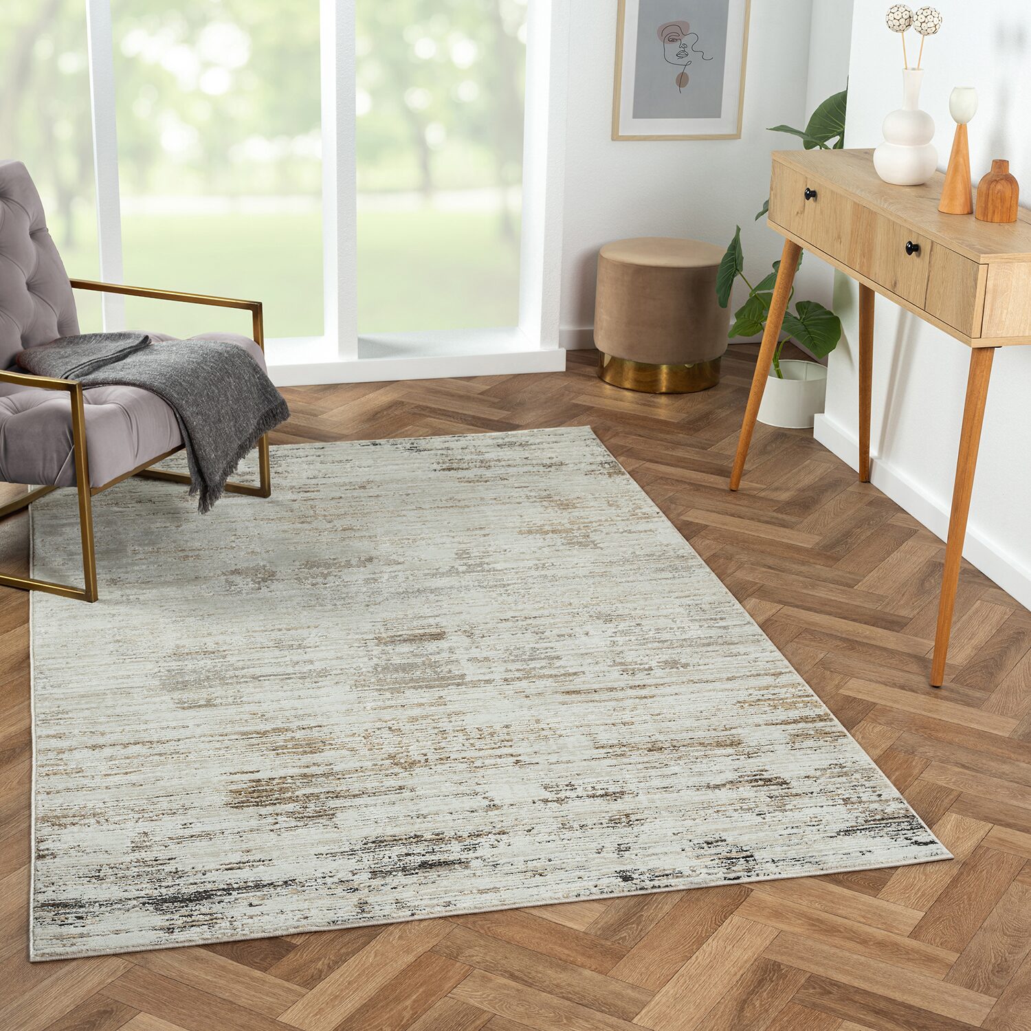 LR Home Willow Striped Indoor Rectangular Area Rug
