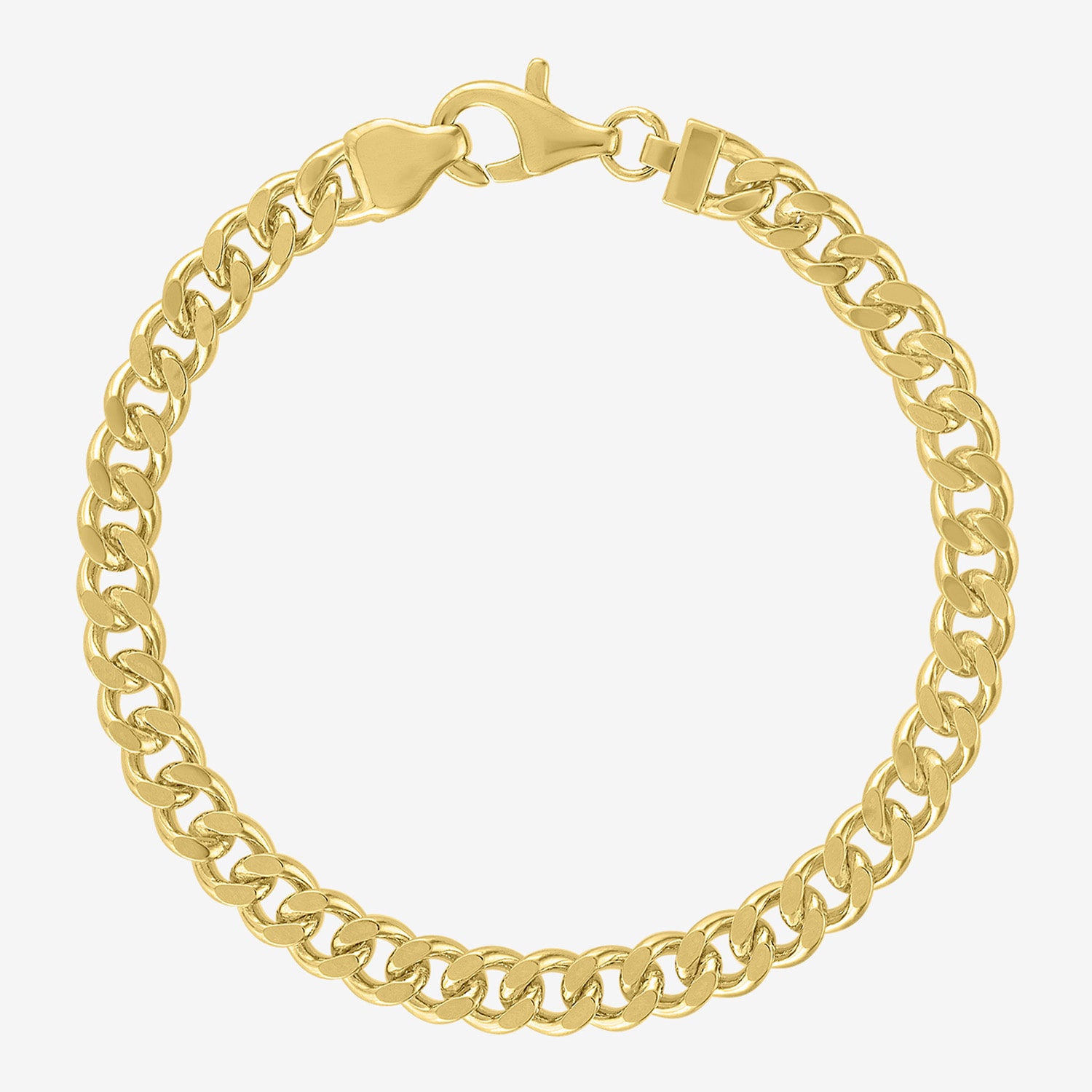 Bold Addiction Unisex Adult 14K Gold Over Brass 7.5 Inch Solid Curb Chain Bracelet