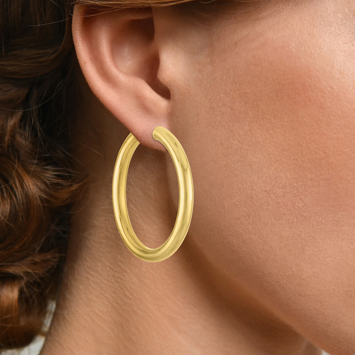 Bold Addiction Womens 14K Gold Over Brass 40mm Hoop Earrings