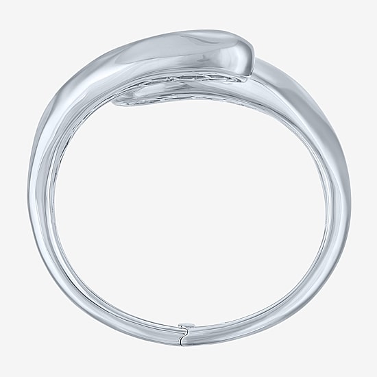 Bold Addiction Womens Pure Silver Over Brass Bangle Bracelet