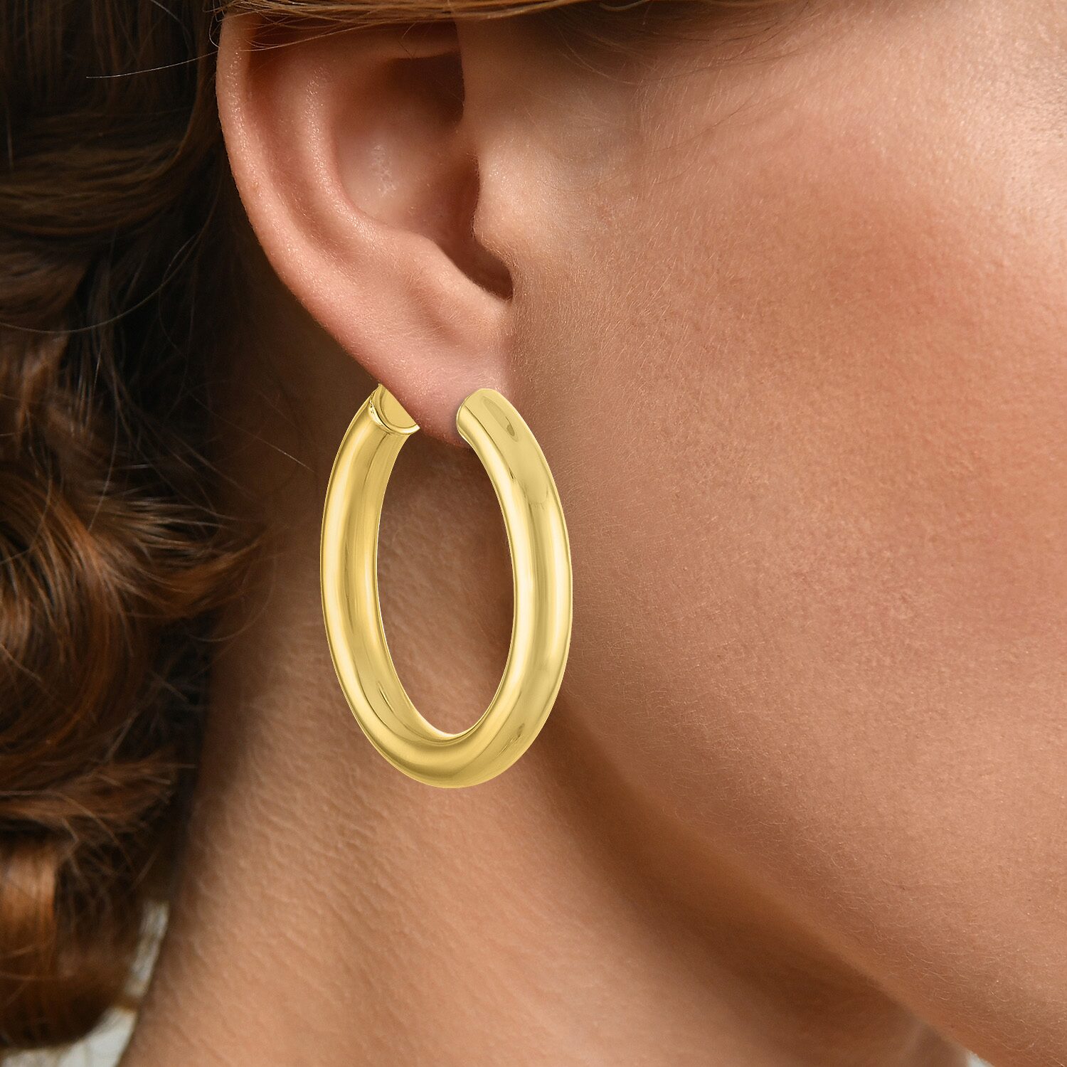 Bold Addiction Womens 14K Gold Over Brass 30mm Hoop Earrings