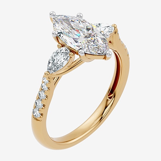 Love Lives Forever (F-G / Vs2-Si1) Womens 2 1/2 CT. T.W. Lab Grown White Diamond 10K Gold Marquise Side Stone 3-Stone Engagement Ring