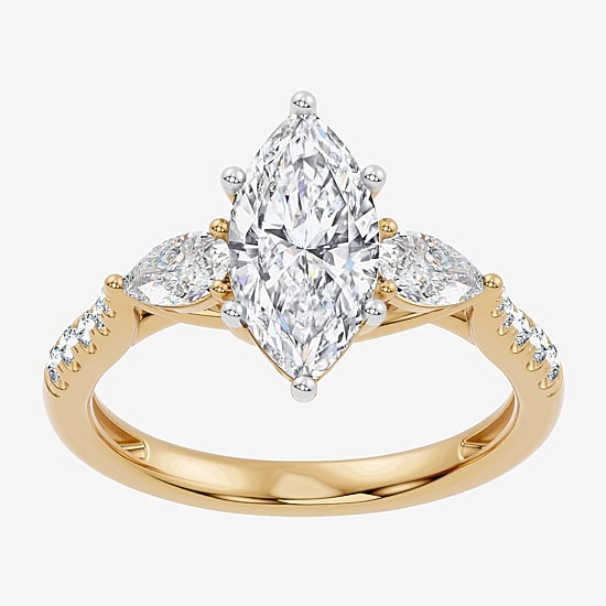 Love Lives Forever (F-G / Vs2-Si1) Womens 2 1/2 CT. T.W. Lab Grown White Diamond 10K Gold Marquise Side Stone 3-Stone Engagement Ring