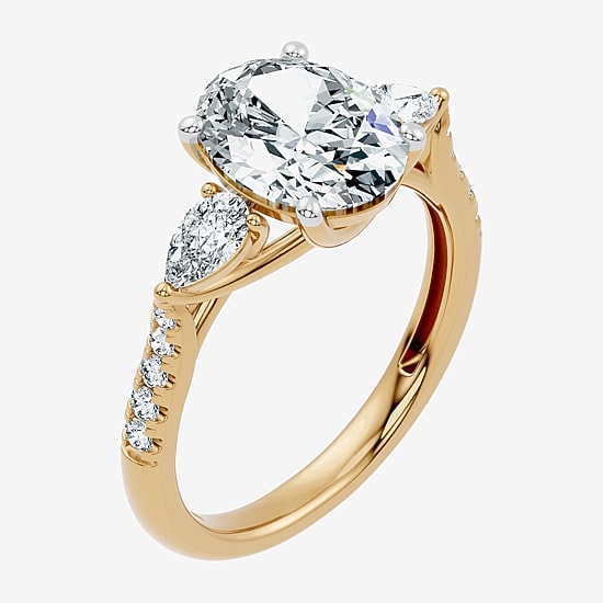 Love Lives Forever (F-G / Vs2-Si1) Womens 2 1/2 CT. T.W. Lab Grown White Diamond 10K Gold Oval Side Stone 3-Stone Engagement Ring