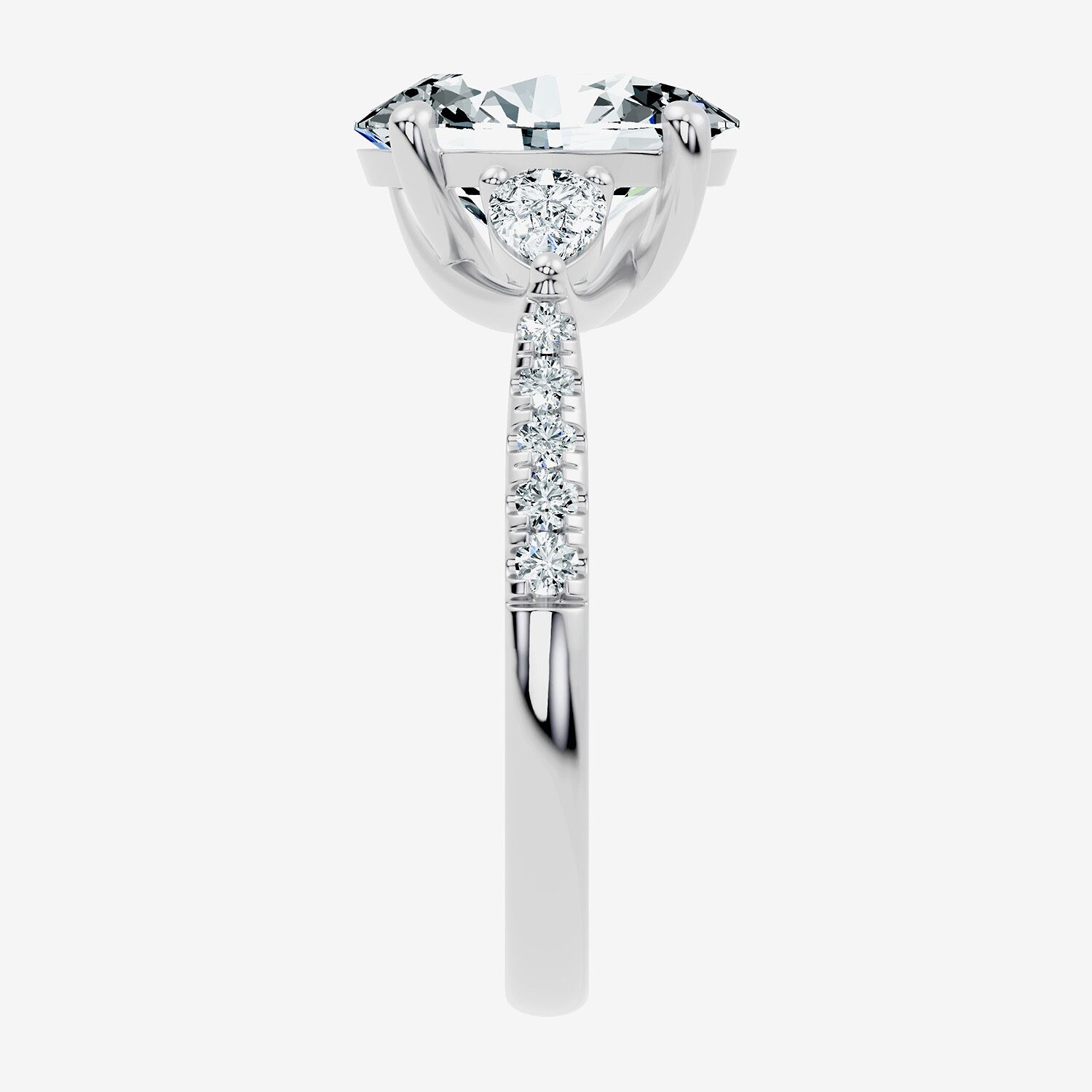 Signature By Modern Bride (F-G / Vs2-Si1) Womens 2 1/2 CT. T.W. Lab Grown White Diamond 10K Gold Oval Side Stone 3-Stone Engagement Ring