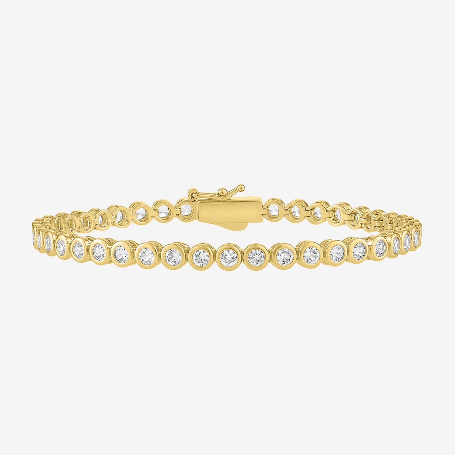 Bold Addiction Womens Lab Created White Sapphire 14K Gold Over Brass 7.5 Inch Tennis Bracelet