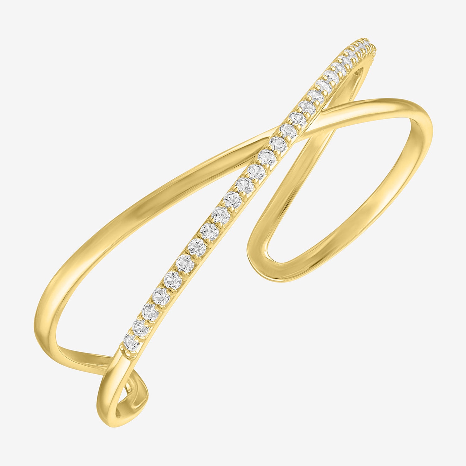 Bold Addiction Womens Lab Created White Sapphire 14K Gold Over Brass Bangle Bracelet