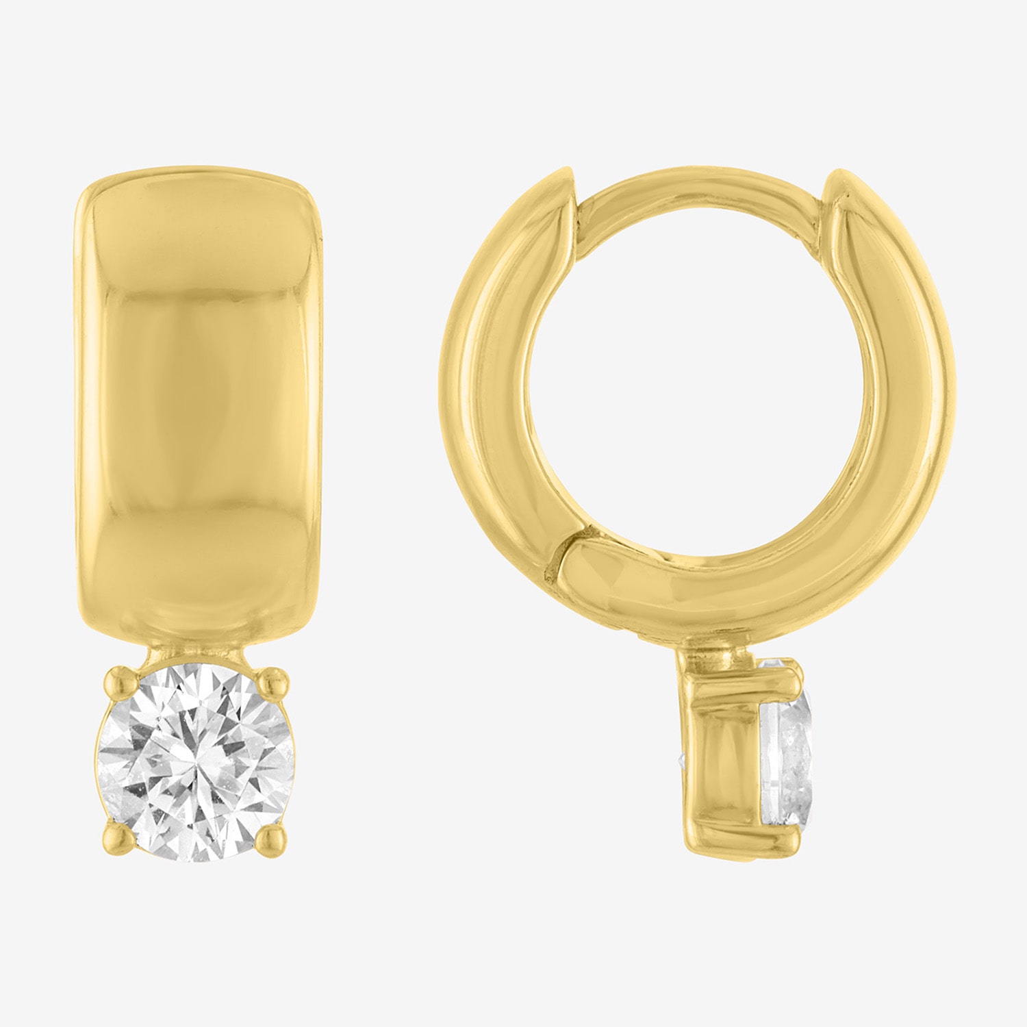 Bold Addiction Womens Lab Created White Sapphire 14K Gold Over Brass 17.2mm Hoop Earrings