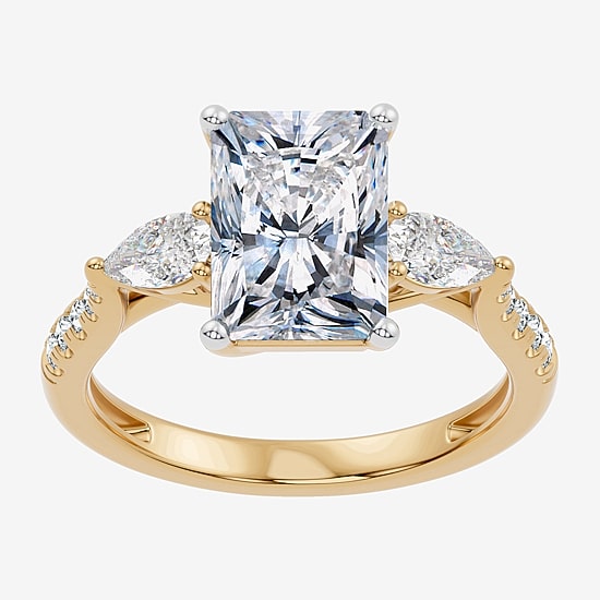Love Lives Forever (F-G / Vs2-Si1) Womens 2 1/2 CT. T.W. Lab Grown White Diamond 10K Gold Rectangular Side Stone 3-Stone Engagement Ring