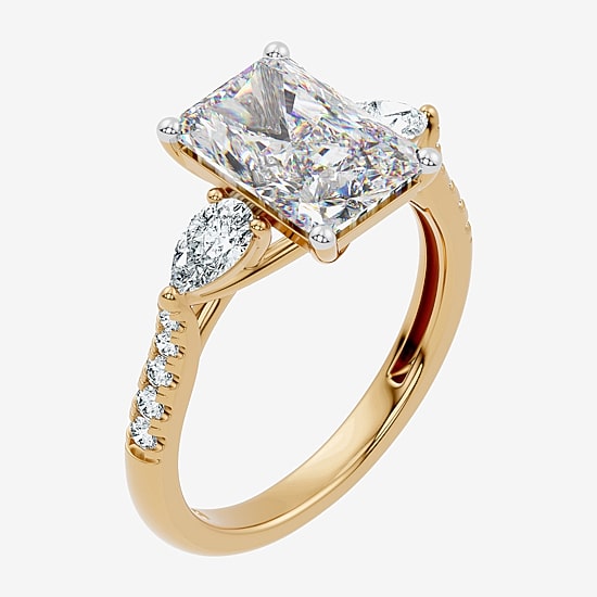 Love Lives Forever (F-G / Vs2-Si1) Womens 2 1/2 CT. T.W. Lab Grown White Diamond 10K Gold Rectangular Side Stone 3-Stone Engagement Ring