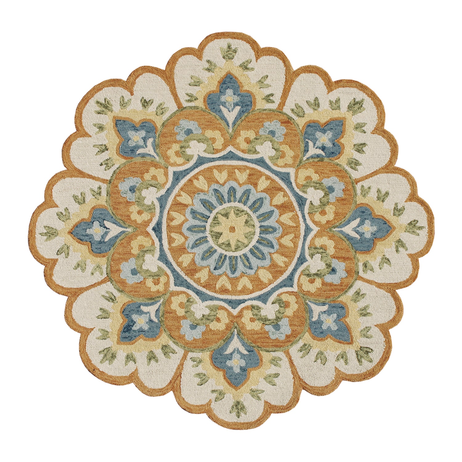 LR Home Daisy Floral Hand Tufted Indoor Round Area Rug