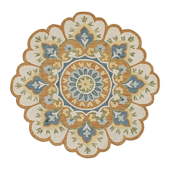 LR HOME Daisy Floral Indoor Round Area Rug