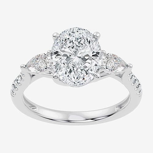 Love Lives Forever (F-G / Vs2-Si1) Womens 2 1/2 CT. T.W. Lab Grown White Diamond 10K Gold Oval Side Stone 3-Stone Engagement Ring, 8, White