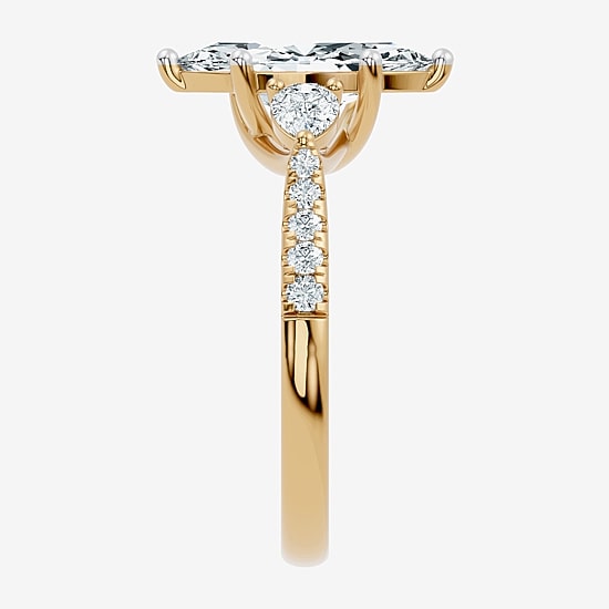 Love Lives Forever (F-G / Vs2-Si1) Womens 2 1/2 CT. T.W. Lab Grown White Diamond 10K Gold Marquise Side Stone 3-Stone Engagement Ring