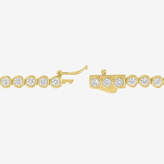 Bold Addiction Womens Lab Created White Sapphire 14K Gold Over Brass 7.5 Inch Tennis Bracelet