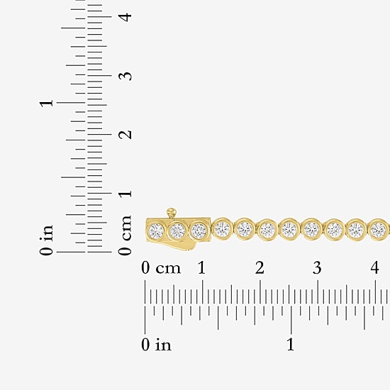 Bold Addiction Womens Lab Created White Sapphire 14K Gold Over Brass 7.5 Inch Tennis Bracelet