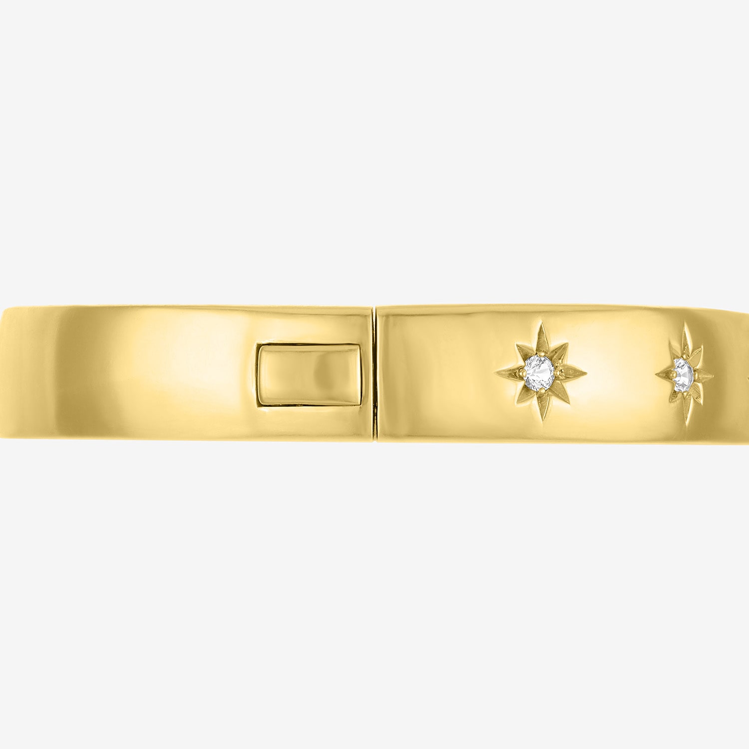 Bold Addiction Womens Lab Created White Sapphire 14K Gold Over Brass Bangle Bracelet
