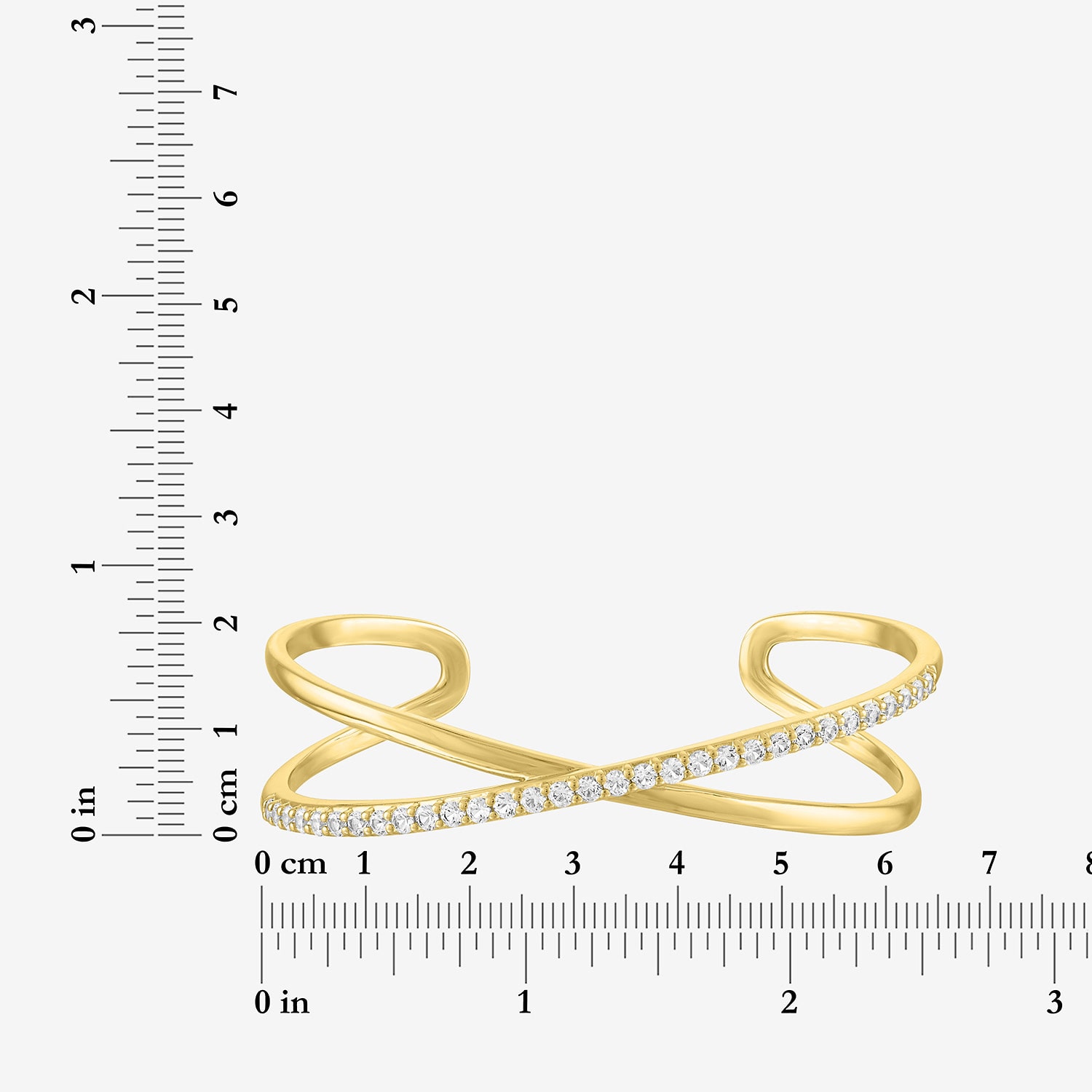 Bold Addiction Womens Lab Created White Sapphire 14K Gold Over Brass Bangle Bracelet