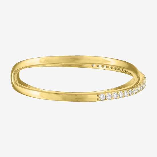 Bold Addiction Womens Lab Created White Sapphire 14K Gold Over Brass Bangle Bracelet