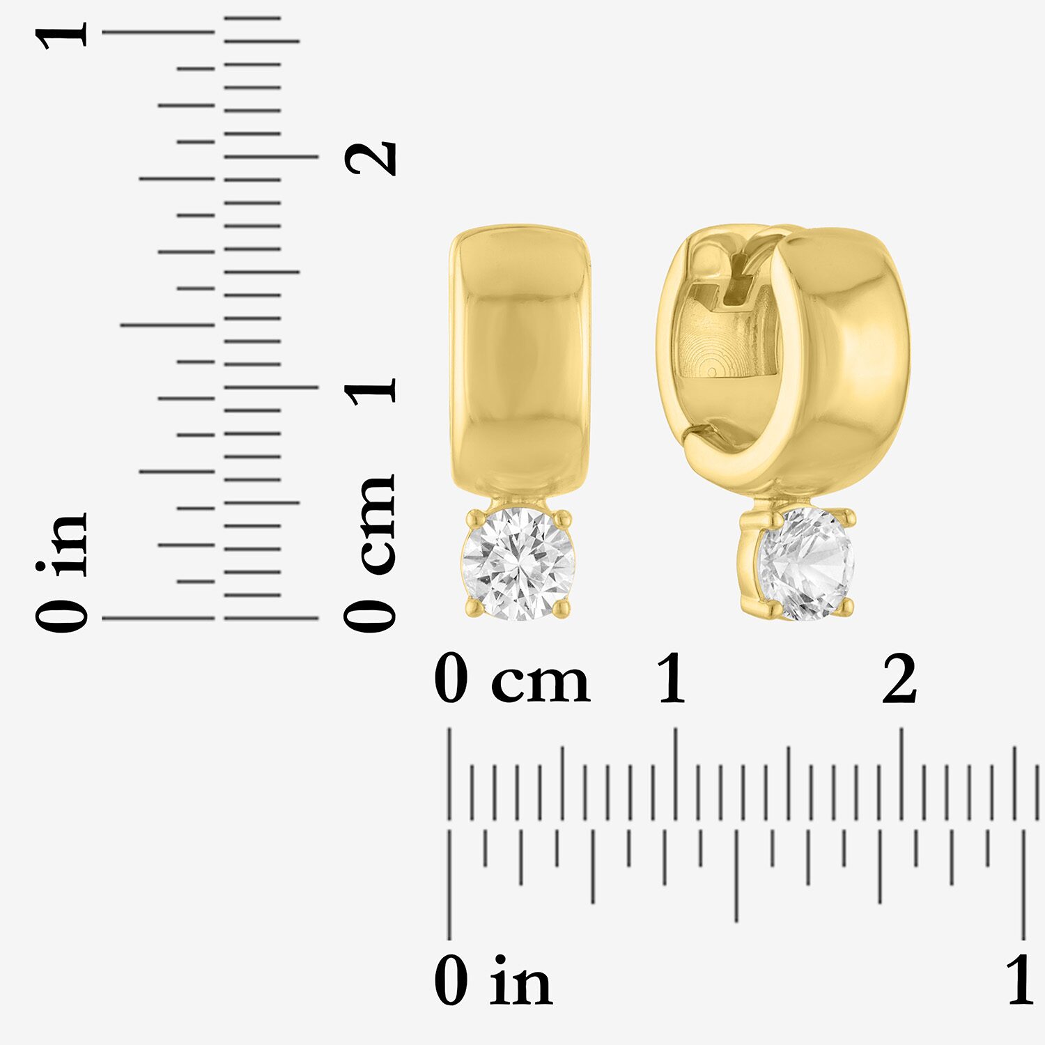 Bold Addiction Womens Lab Created White Sapphire 14K Gold Over Brass 17.2mm Hoop Earrings