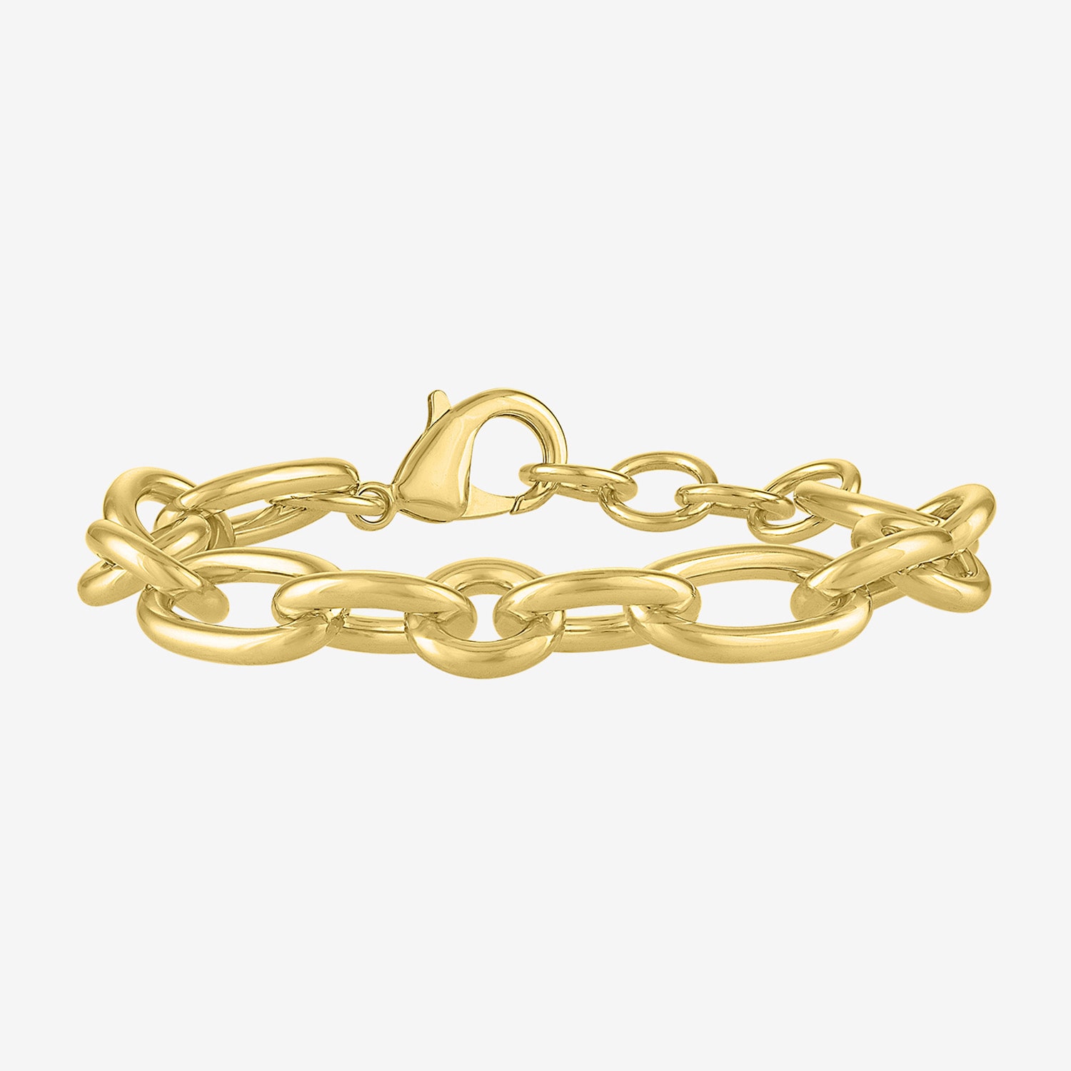 Bold Addiction Womens 14K Gold Over Brass 7.5 Inch Hollow Chain Bracelet