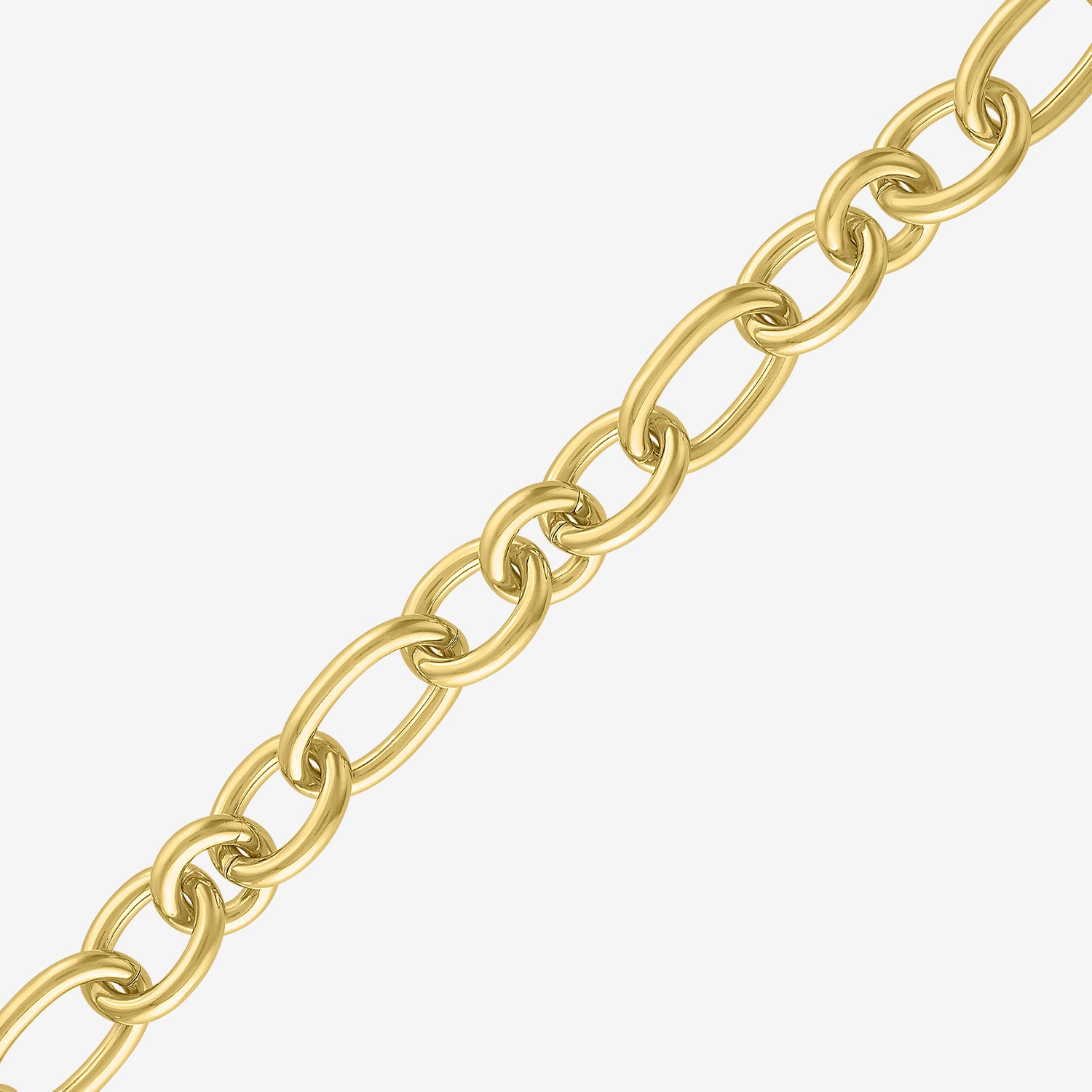 Bold Addiction Womens 14K Gold Over Brass 7.5 Inch Hollow Chain Bracelet