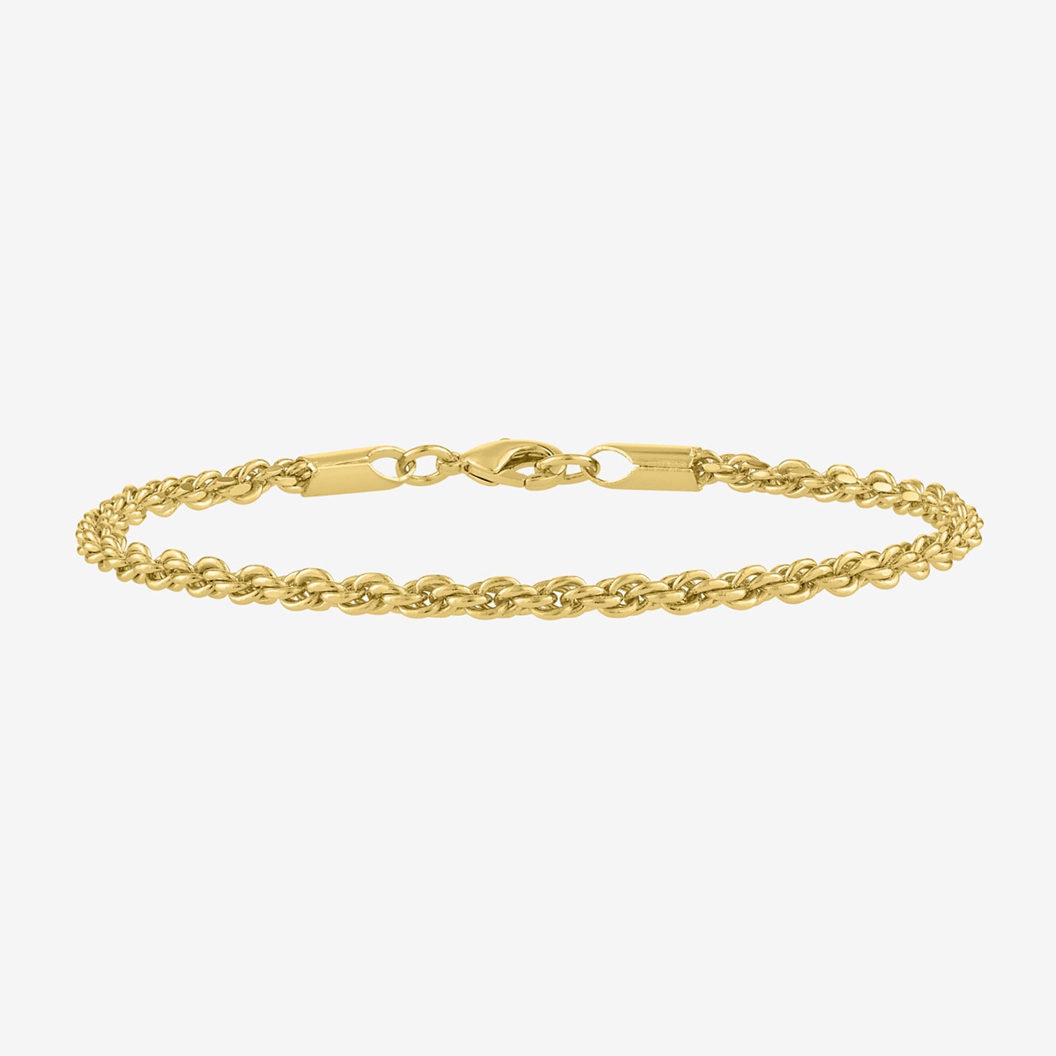 Bold Addiction Unisex Adult 14K Gold Over Brass 7.5 Inch Solid Rope Chain Bracelet
