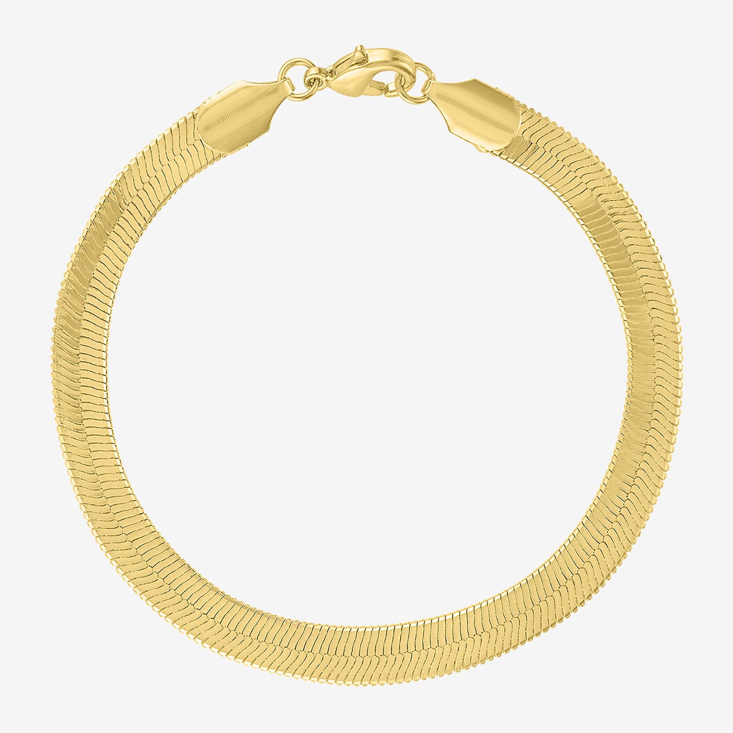 Bold Addiction Unisex Adult 14K Gold Over Brass 7.5 Inch Solid Herringbone Chain Bracelet