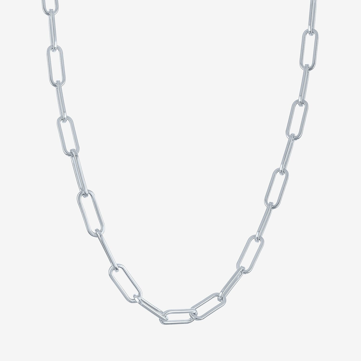 Bold Addiction Womens Pure Silver Over Brass 18 Inch Link Chain Necklace