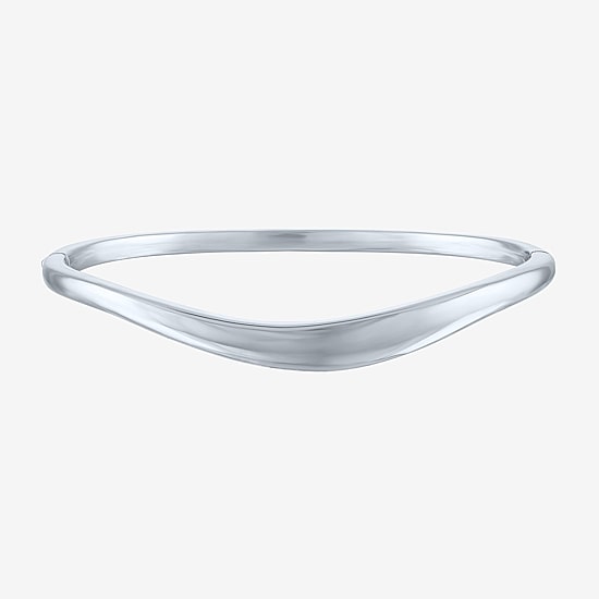 Bold Addiction Womens Pure Silver Over Brass Bangle Bracelet
