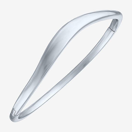 Bold Addiction Womens Pure Silver Over Brass Bangle Bracelet