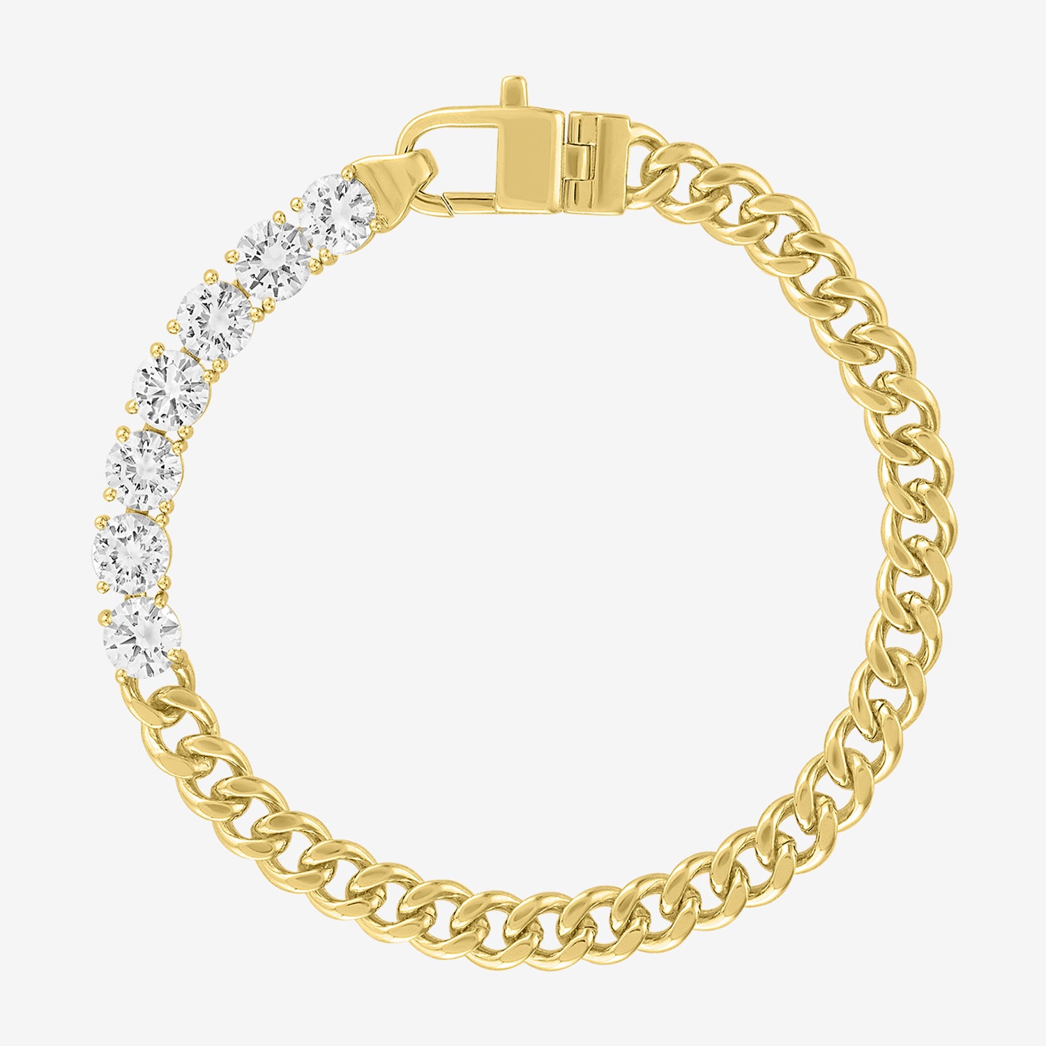 Bold Addiction Womens 14K Gold Over Brass 7.5 Inch Curb Chain Bracelet