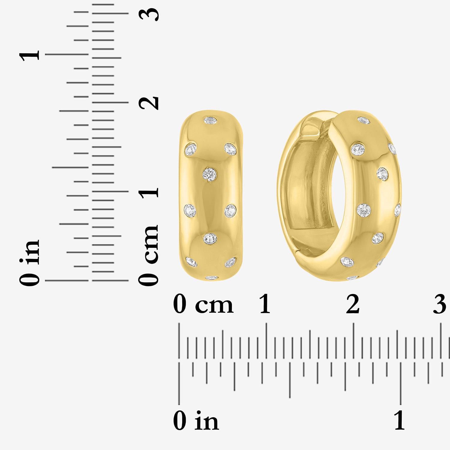 Bold Addiction Womens Lab Created White Sapphire 14K Gold Over Brass 18.2mm Hoop Earrings