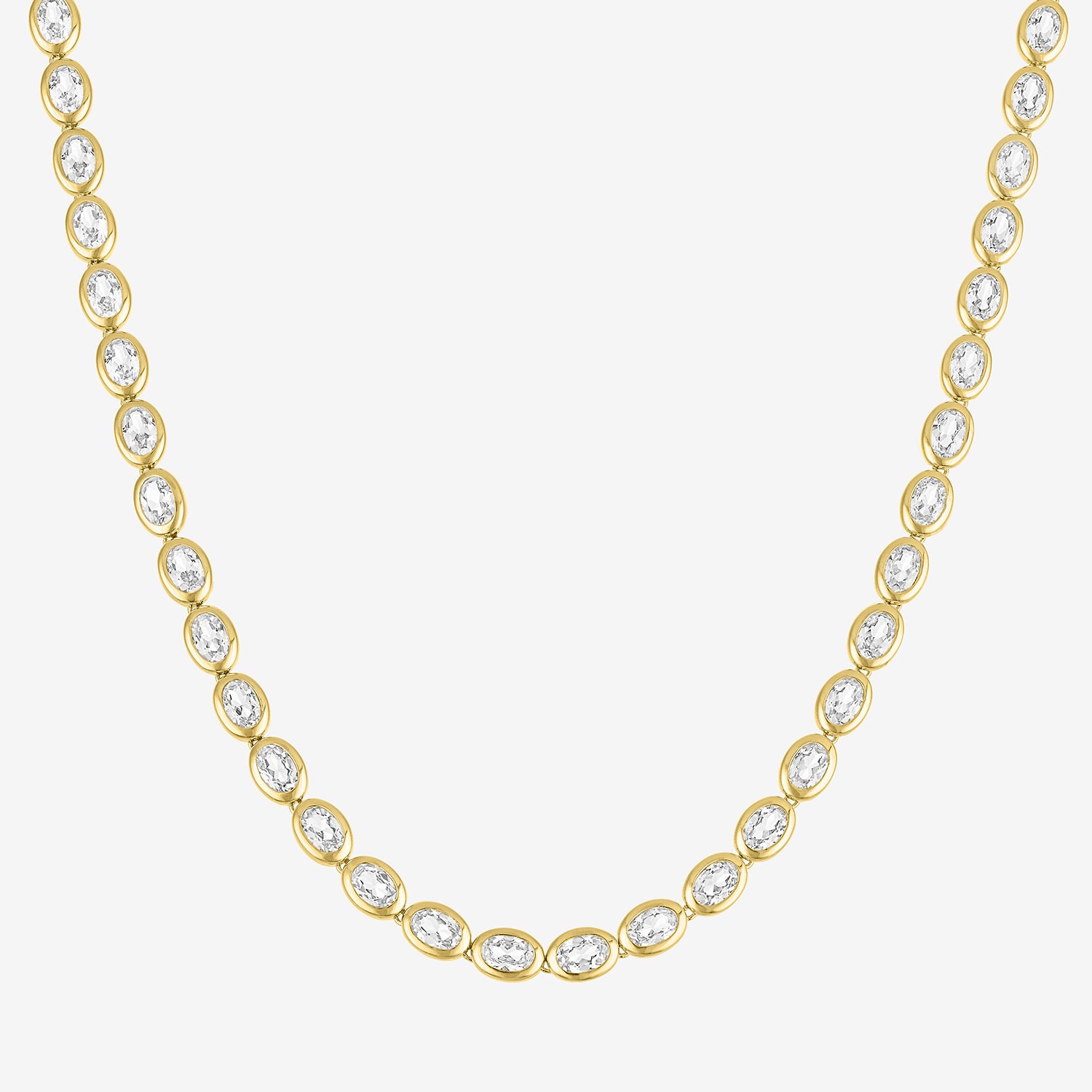 Bold Addiction Womens White Sapphire 14K Gold Over Brass 17 Inch Tennis Necklace
