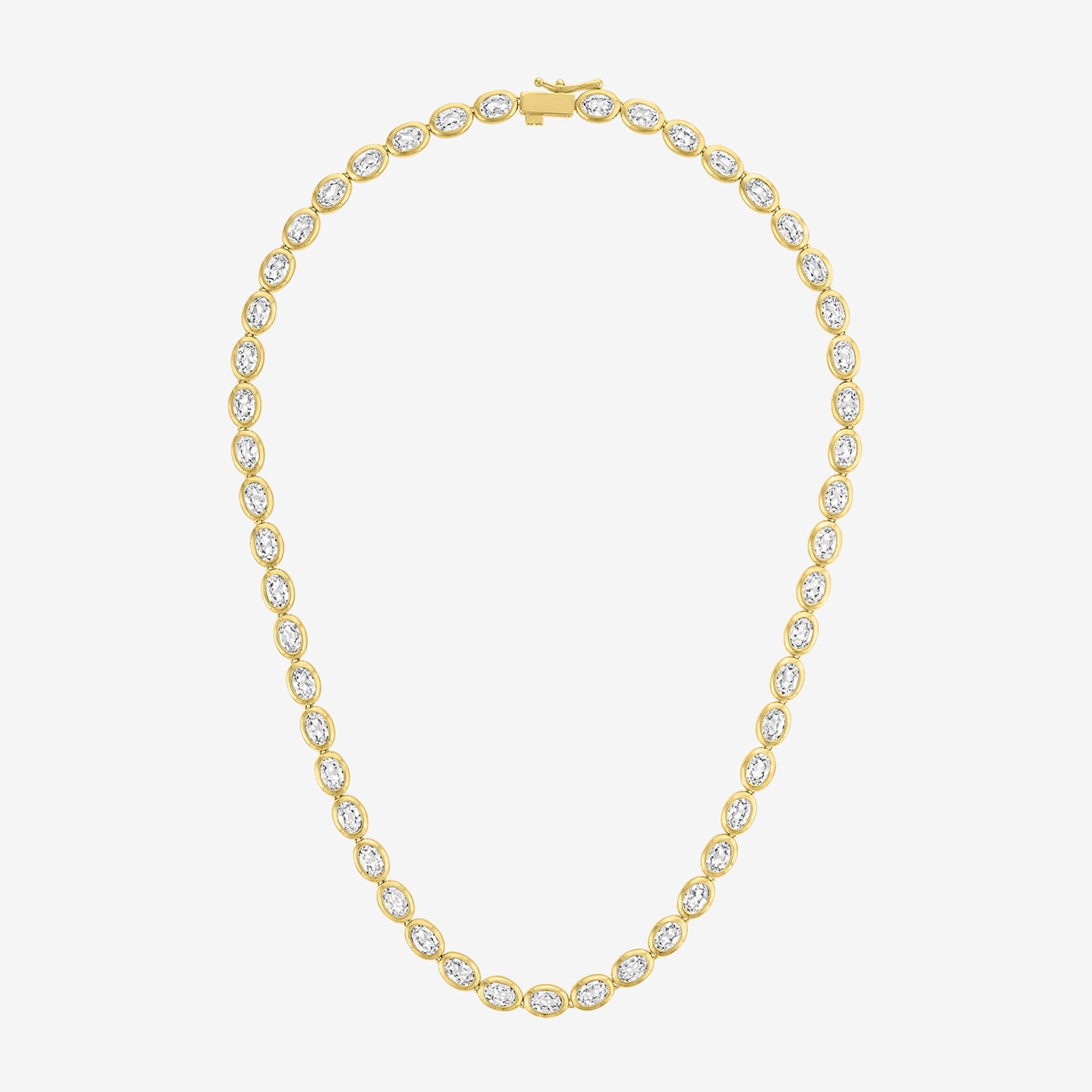 Bold Addiction Womens White Sapphire 14K Gold Over Brass 17 Inch Tennis Necklace